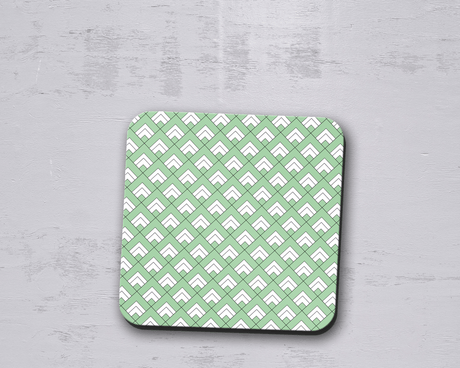 Shadowbright Green and White Geometric Tiles Design Coasters - 9cm x 9cm