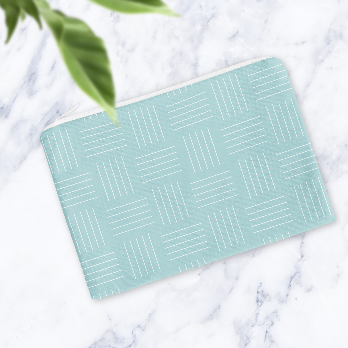 Shadowbright Handmade Light Blue Lines Cosmetic Bag – Zip Pouch, 24 x 19cm