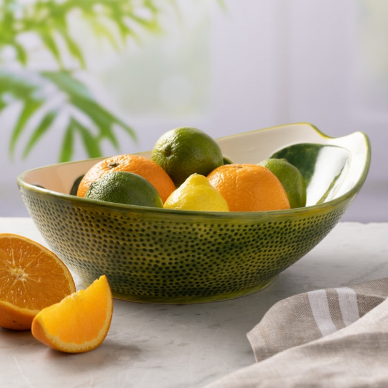 Typhoon World Foods Ceramic Lime Oval Serving Bowl, 28cm