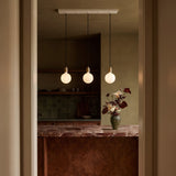 Tala Linear Triple Pendant Light in Brass with Sphere IV