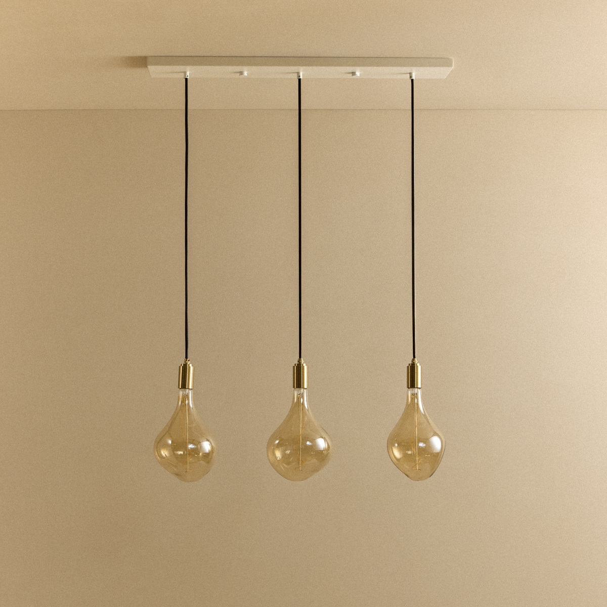 Tala Linear Triple Pendant in Brass with Voronoi II