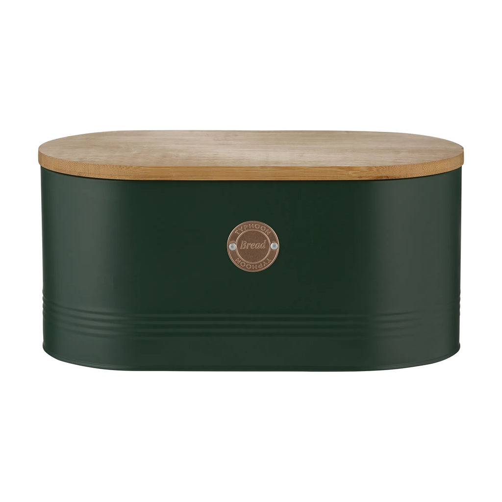 Typhoon Living Green Bread Bin Storage with Bamboo Lid, 7.5 Litres