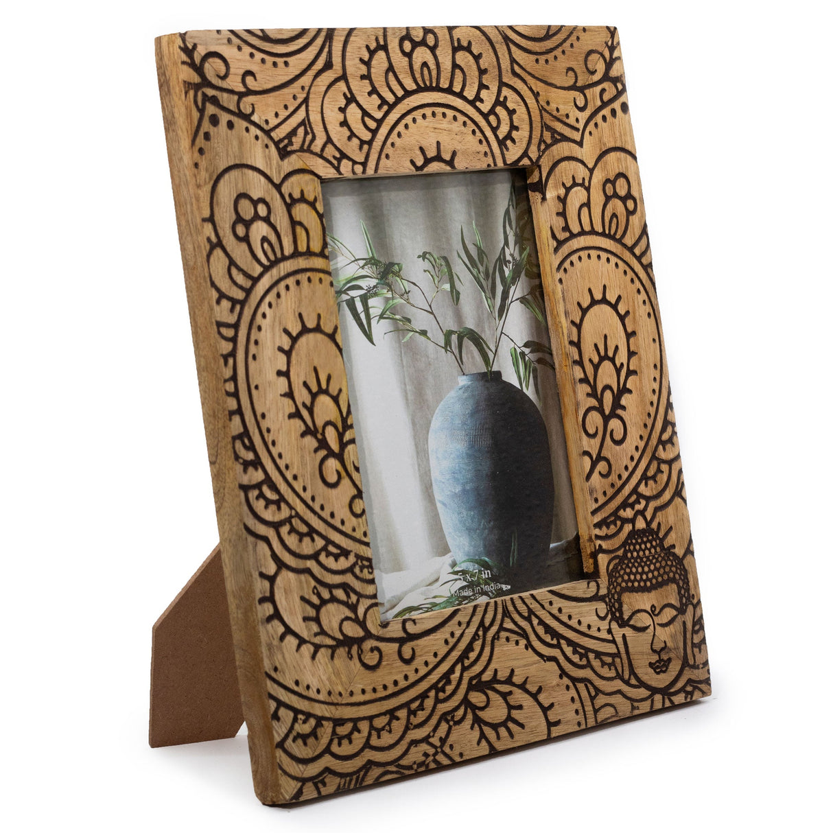 HatiNest Large Black Buddha Mango Wood Photo Frame - 13x18cm