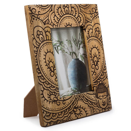 HatiNest Large Black Buddha Mango Wood Photo Frame - 13x18cm
