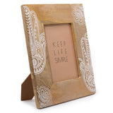 HatiNest Large White Hamsa Mango Wood Photo Frame - 13x18cm