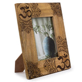 HatiNest Medium Black Ohm Mandala Mango Wood Photo Frame - 10x15cm