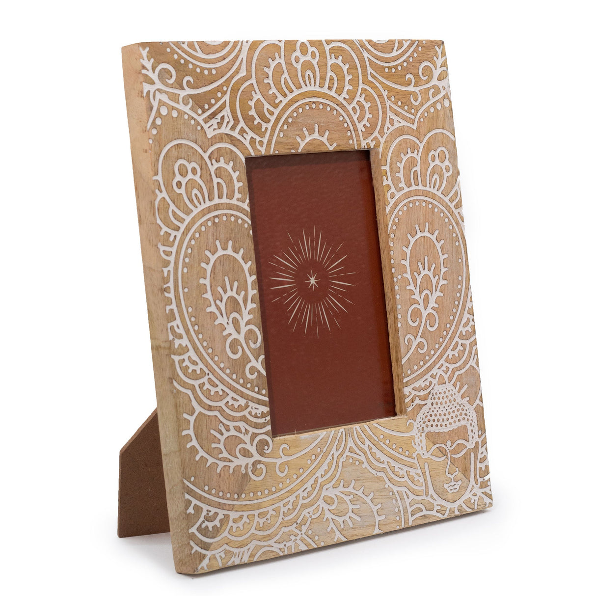HatiNest Medium White Buddha Mango Wood Photo Frame - 10x15cm