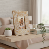 HatiNest Medium White Buddha Mango Wood Photo Frame - 10x15cm
