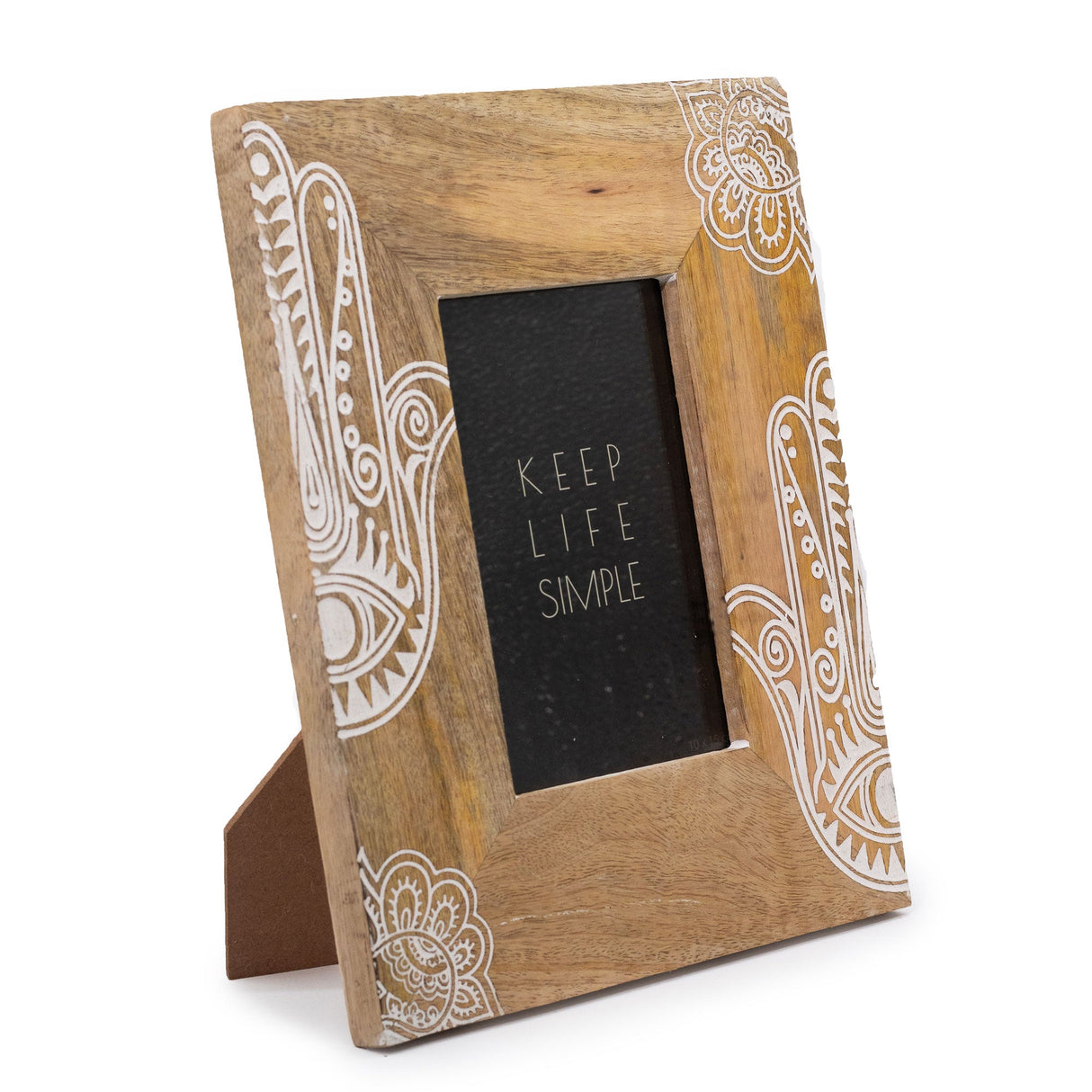 HatiNest Medium White Hamsa Mango Wood Photo Frame - 10x15cm