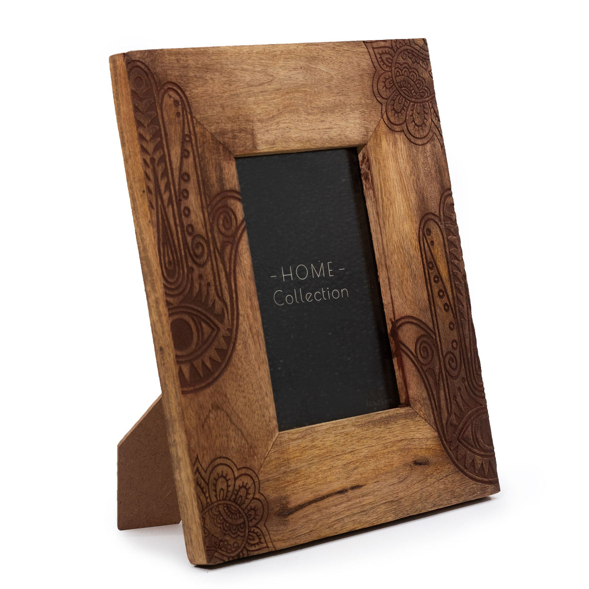 HatiNest Medium Black Hamsa Mango Wood Photo Frame - 10x15cm