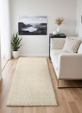 The Rugs Majoli Natural White Herringbone Wool Jute Rug