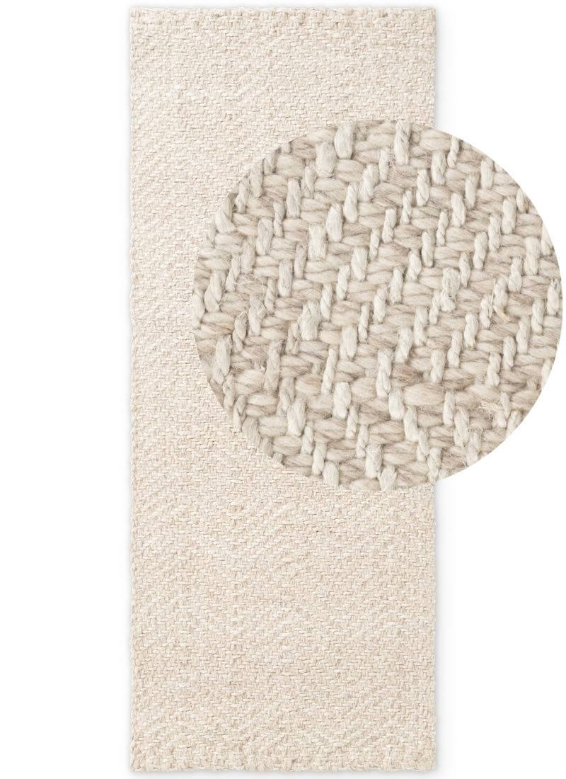 The Rugs Majoli Natural White Herringbone Wool Jute Rug