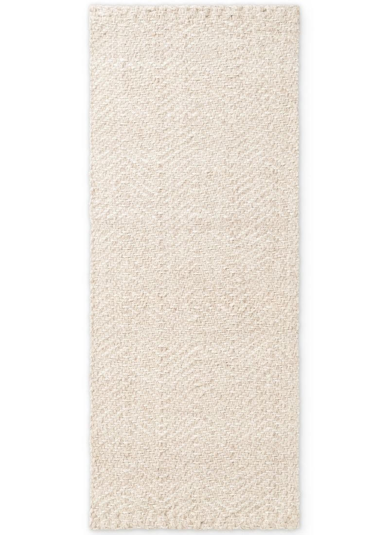 The Rugs Majoli Natural White Herringbone Wool Jute Rug