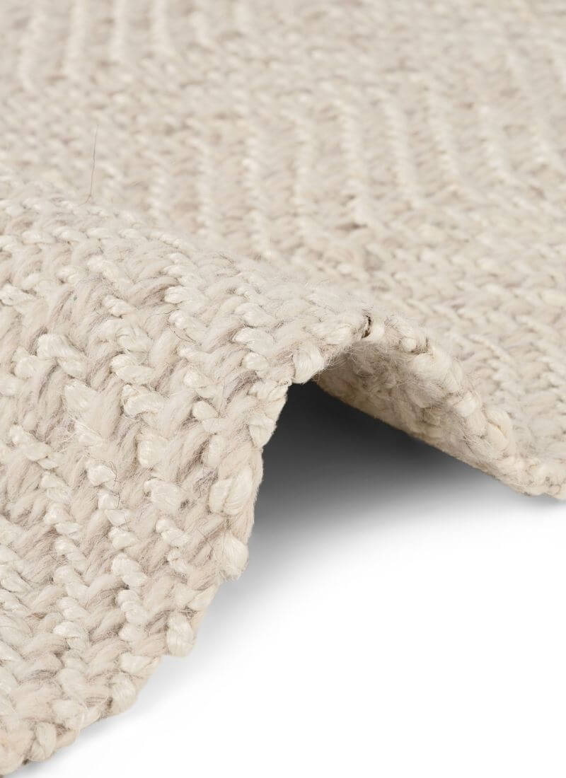 The Rugs Majoli Natural White Herringbone Wool Jute Rug