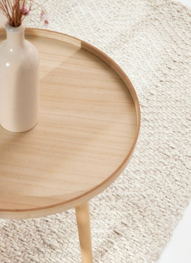 The Rugs Majoli Natural White Herringbone Wool Jute Rug