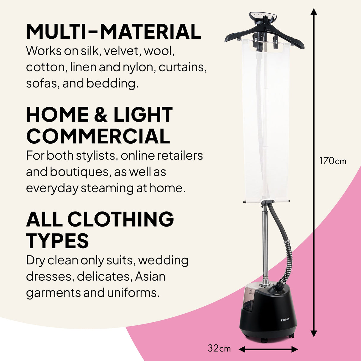 Fridja F1200 Clothes Steamer Pro - 2200W