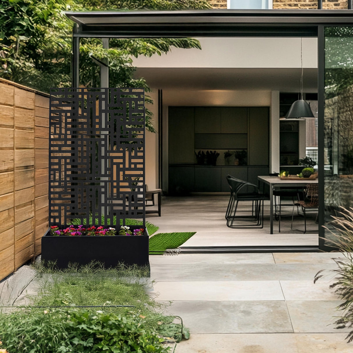 Nicoman Metal Indoor/Outdoor Privacy Screen with Plant Pot - 90cm x 180cm