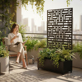Nicoman Metal Indoor/Outdoor Privacy Screen with Plant Pot - 90cm x 180cm