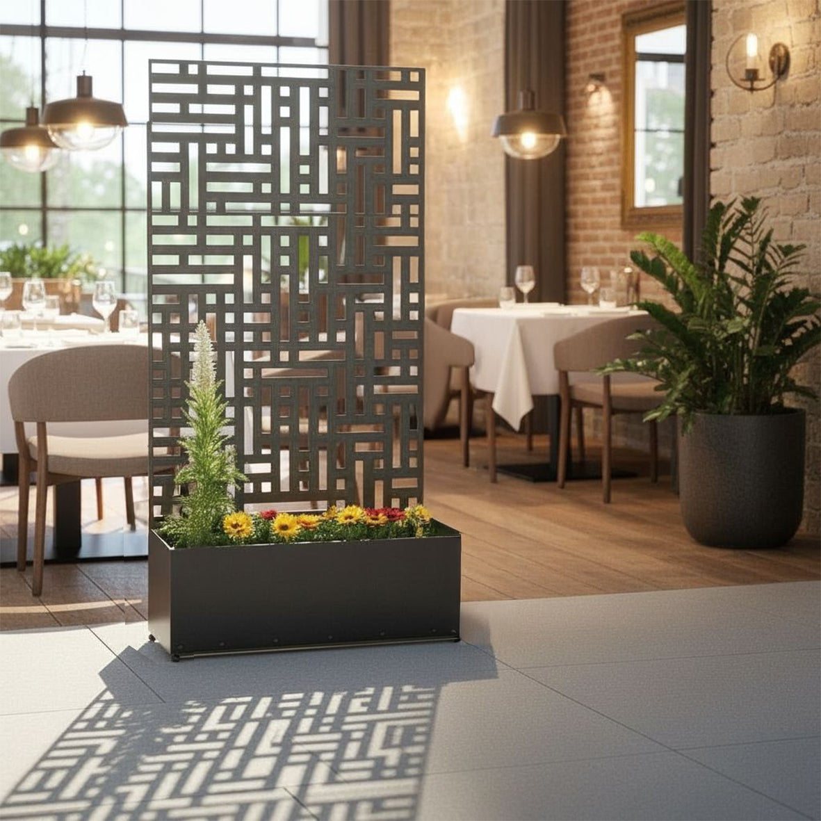 Nicoman Metal Indoor/Outdoor Privacy Screen with Plant Pot - 90cm x 180cm