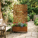 Nicoman Metal Indoor/Outdoor Privacy Screen with Plant Pot - 90cm x 180cm