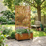 Nicoman Metal Indoor/Outdoor Privacy Screen with Plant Pot - 90cm x 180cm