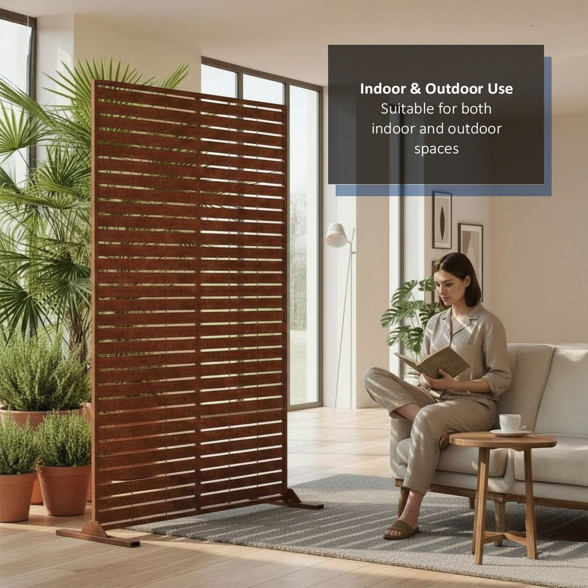 Nicoman Metal Indoor/Outdoor Privacy Screen 90cm x 180cm - Slats