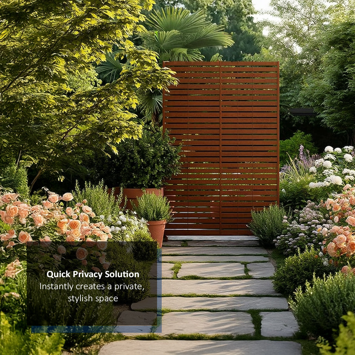 Nicoman Metal Indoor/Outdoor Privacy Screen 90cm x 180cm - Slats