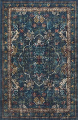 Eco-Washable Blue Rug Vintage Design
