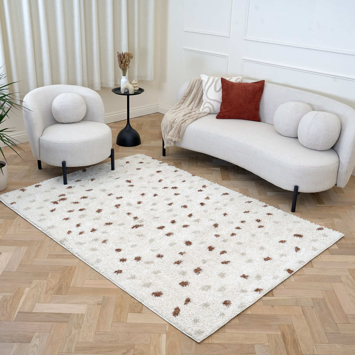The Rugs Moodi Shaggy Cream Terra Biscotti Rug