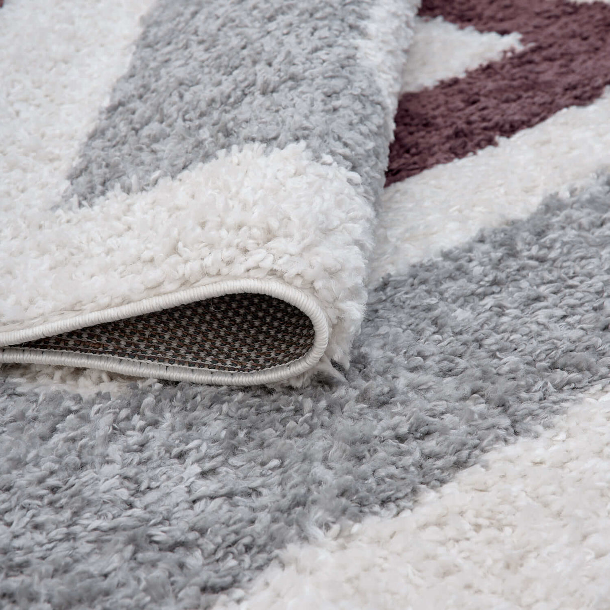 The Rugs Moodi Shaggy Grey Purple Contour Rug
