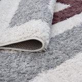 The Rugs Moodi Shaggy Grey Purple Contour Rug