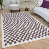 The Rugs Moodi Shaggy Purple Mosscheck Rug