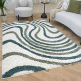 The Rugs Moodi Shaggy Green Rippletide Rug