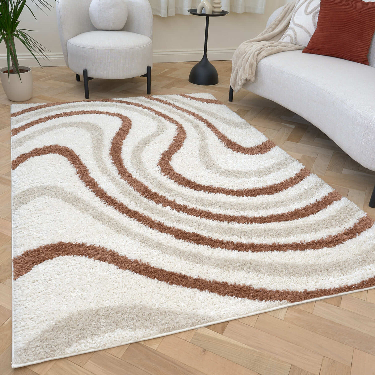 The Rugs Moodi Shaggy Cream Terra Sunhaze Rug