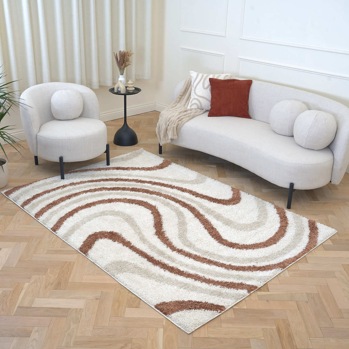The Rugs Moodi Shaggy Cream Terra Sunhaze Rug