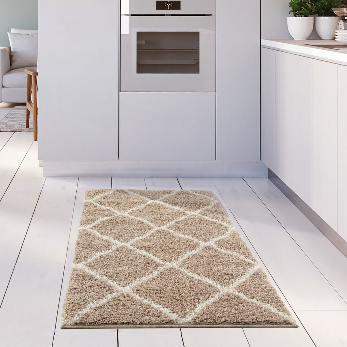 Moroccan Beige Shaggy Rug 720 by The Rugs