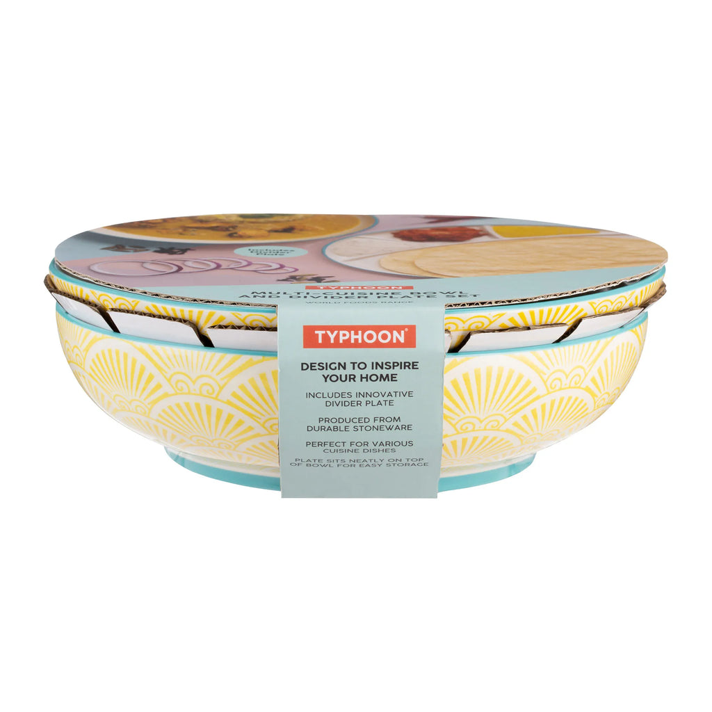 Typhoon World Foods Stoneware Multi-Cuisine Bowl & Divider Plate, 850ml