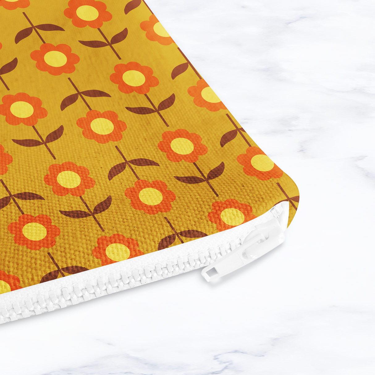 Shadowbright Retro Mustard Floral Make Up Bag - 24cm x 19cm