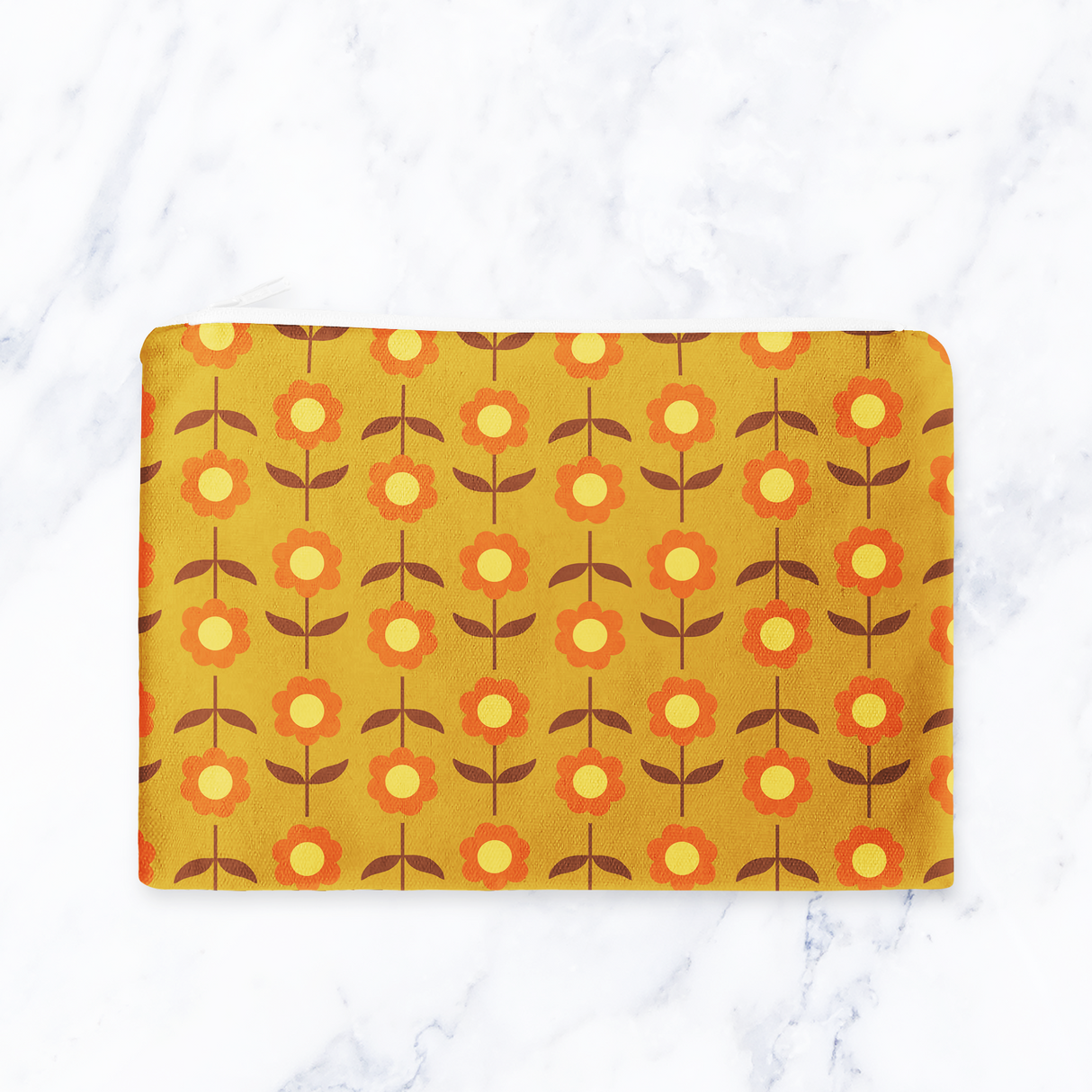 Shadowbright Retro Mustard Floral Make Up Bag - 24cm x 19cm