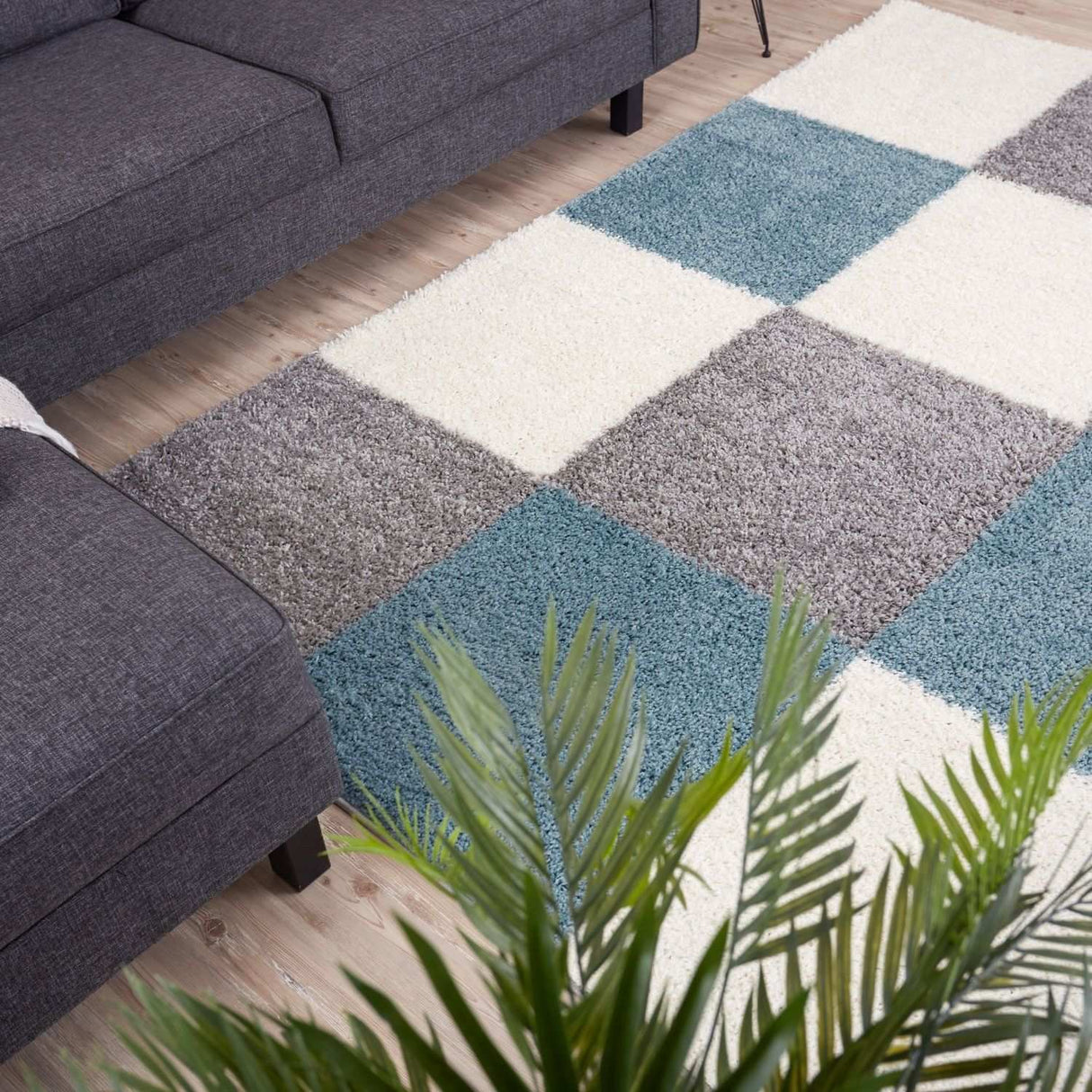 Myshaggy Geometric Duck Egg Blue Rug | The Rugs