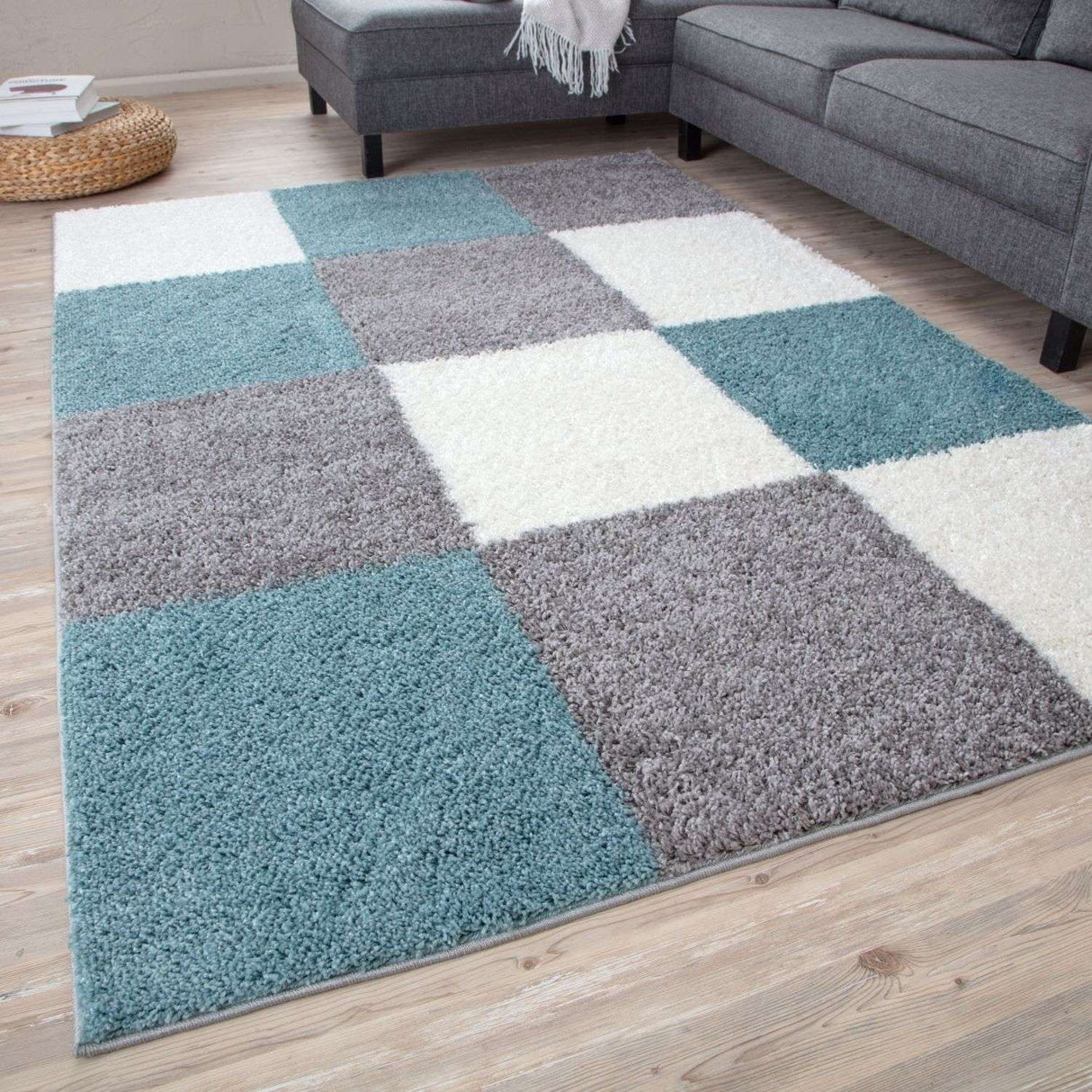 Myshaggy Geometric Duck Egg Blue Rug | The Rugs