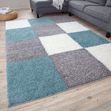 Myshaggy Geometric Duck Egg Blue Rug | The Rugs