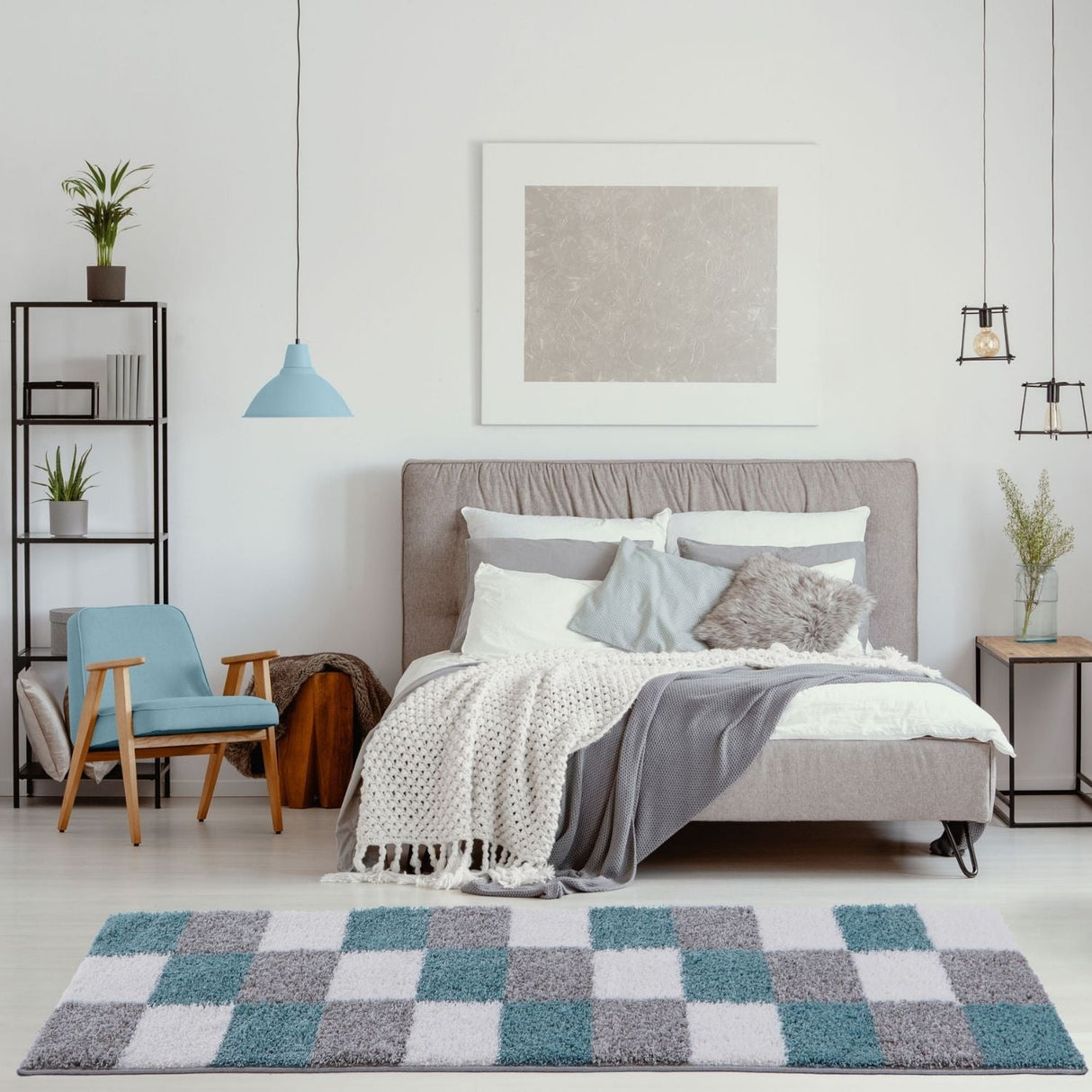 Myshaggy Geometric Duck Egg Blue Rug | The Rugs