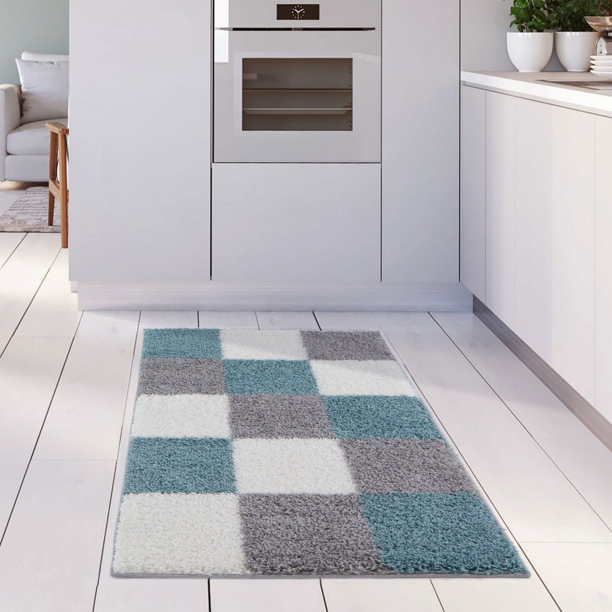 Myshaggy Geometric Duck Egg Blue Rug | The Rugs