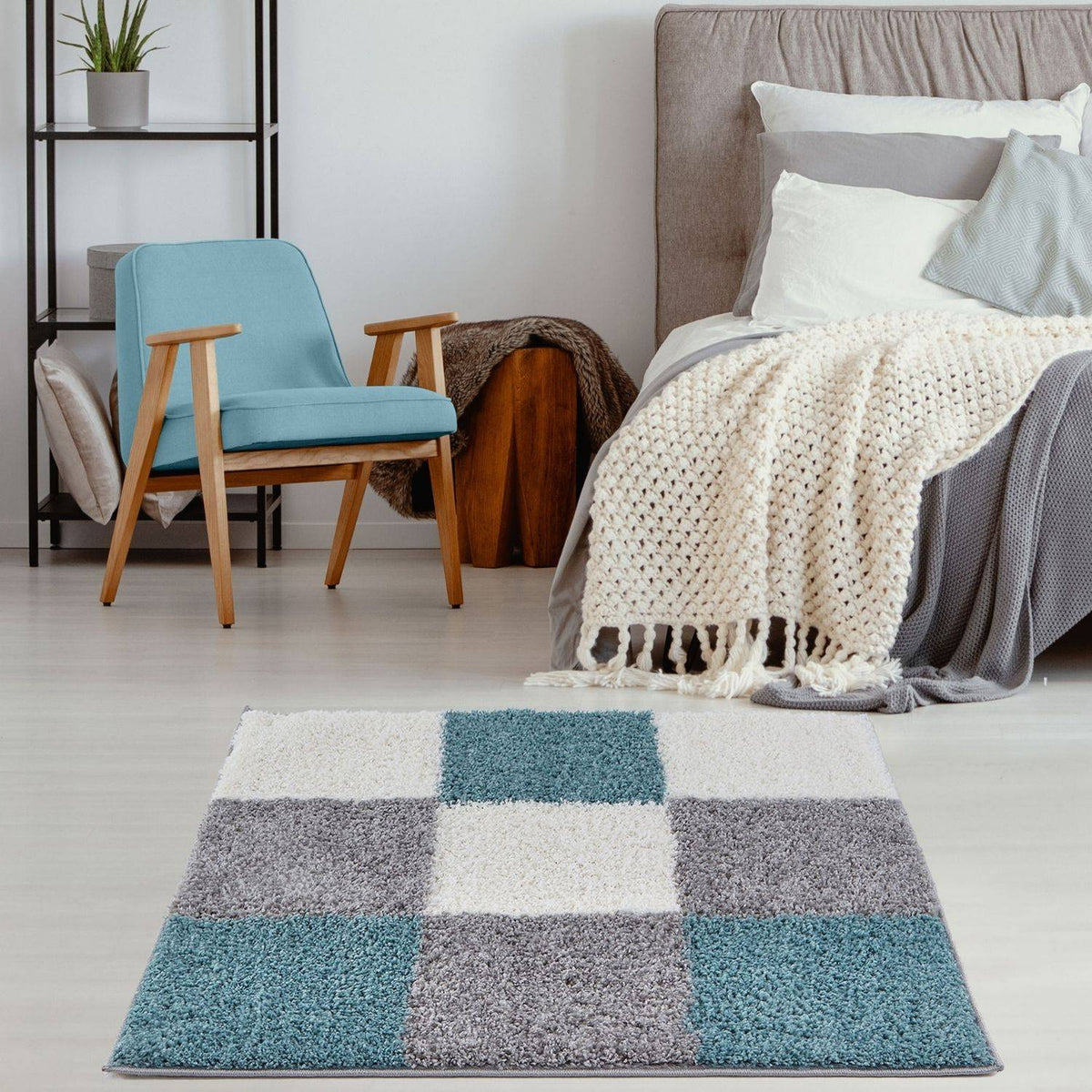 Myshaggy Geometric Duck Egg Blue Rug | The Rugs