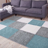 Myshaggy Geometric Duck Egg Blue Rug | The Rugs