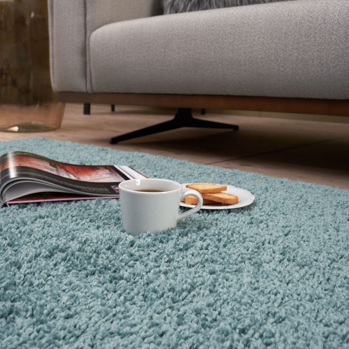 Myshaggy Solid Duck Egg Blue High‑Pile Indoor Rug | The Rugs