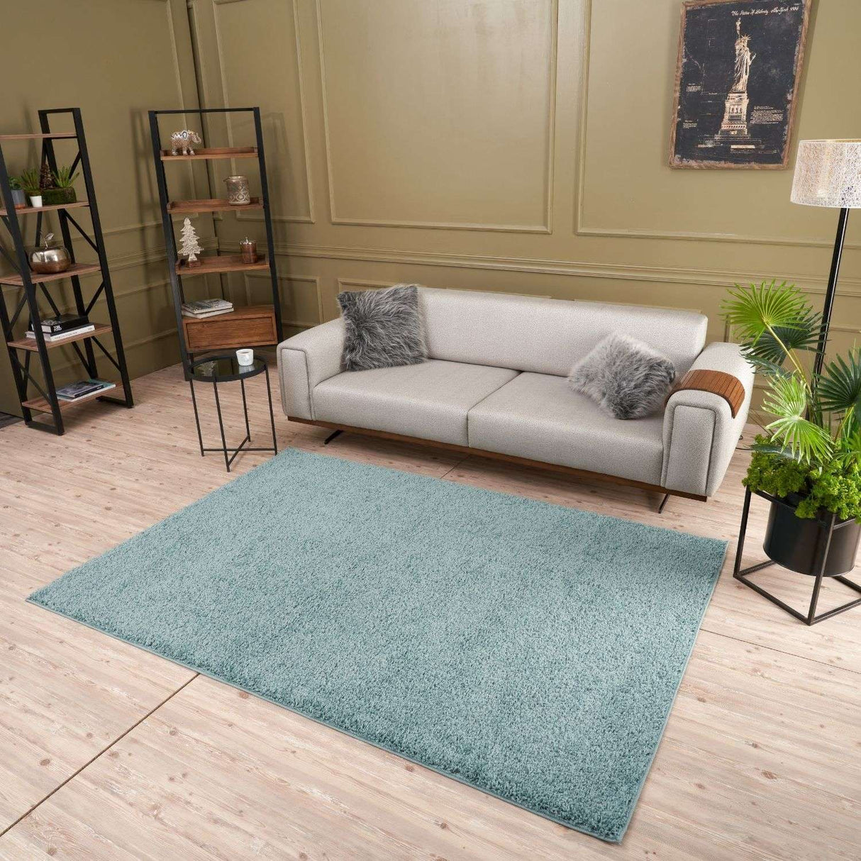 Myshaggy Solid Duck Egg Blue High‑Pile Indoor Rug | The Rugs