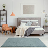 Myshaggy Solid Duck Egg Blue High‑Pile Indoor Rug | The Rugs