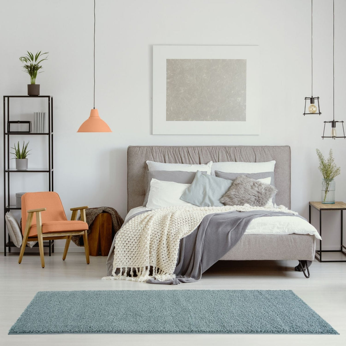Myshaggy Solid Duck Egg Blue High‑Pile Indoor Rug | The Rugs